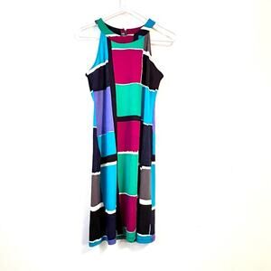 Loft Women's Block Print Sleeveless High Neck Dress Sz XS